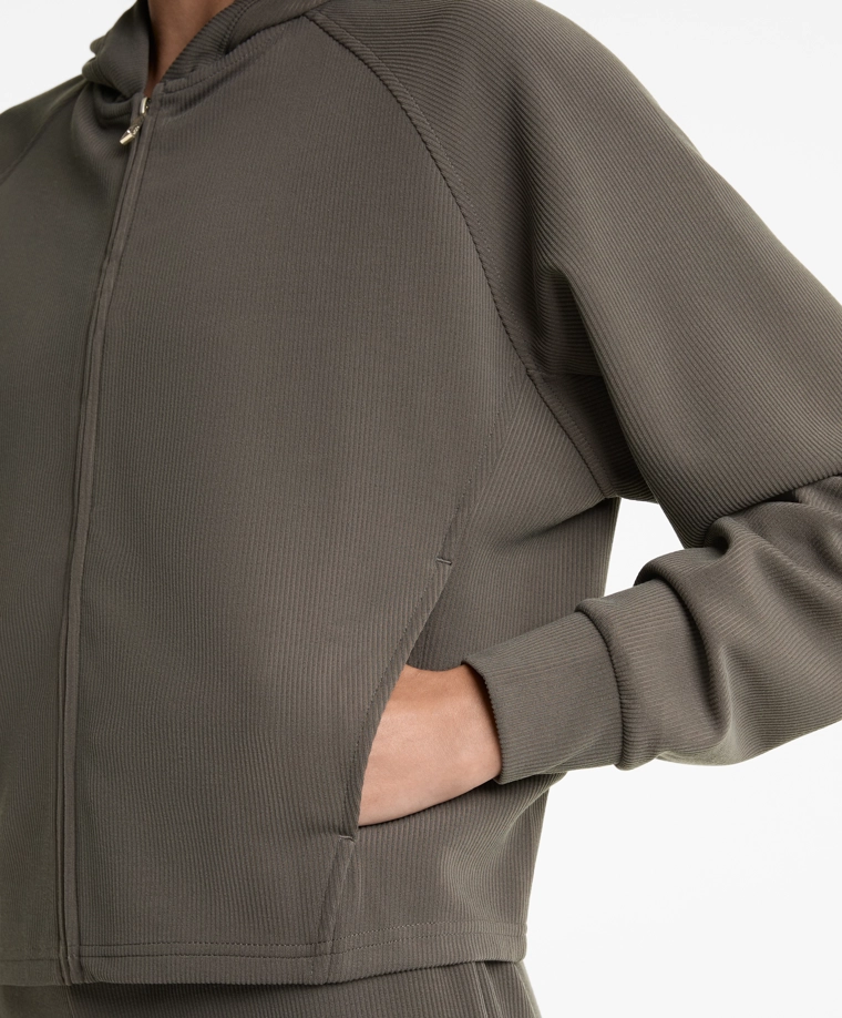 Джакет с капюшоном рубчатый с 29% модала