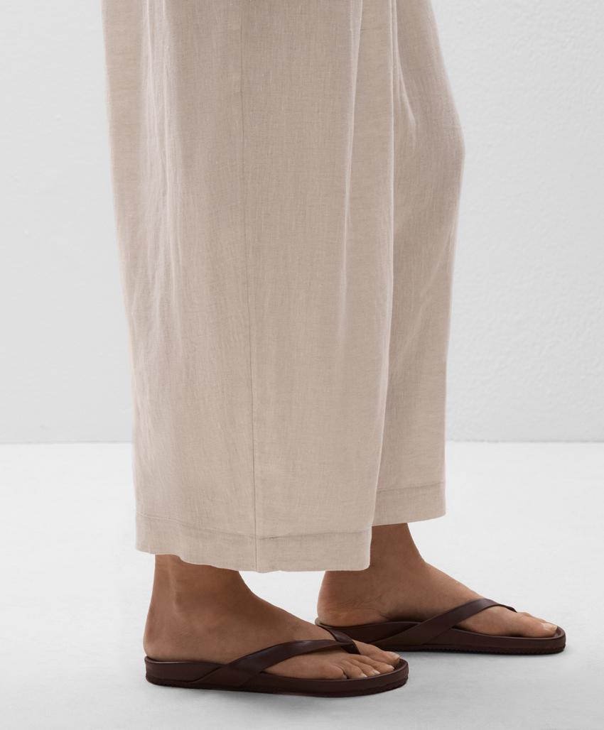 100 льняные капри воздушного покроя брюки l33324873 sand melange