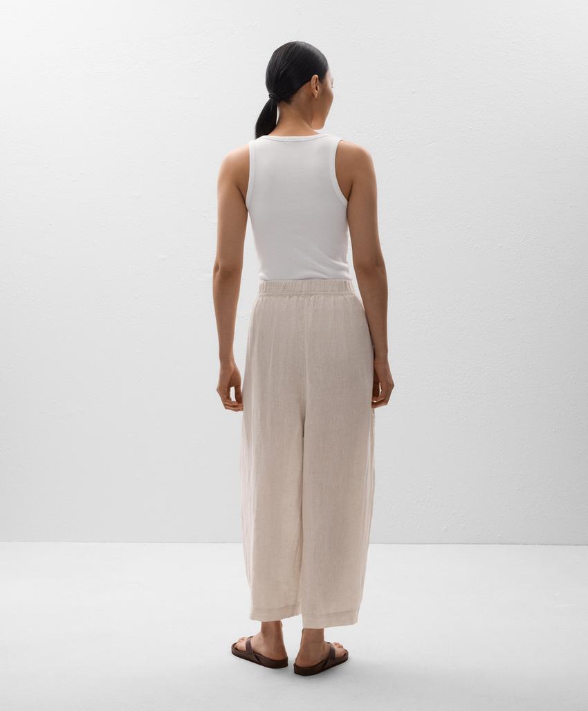 100 льняные капри воздушного покроя брюки l33324873 sand melange