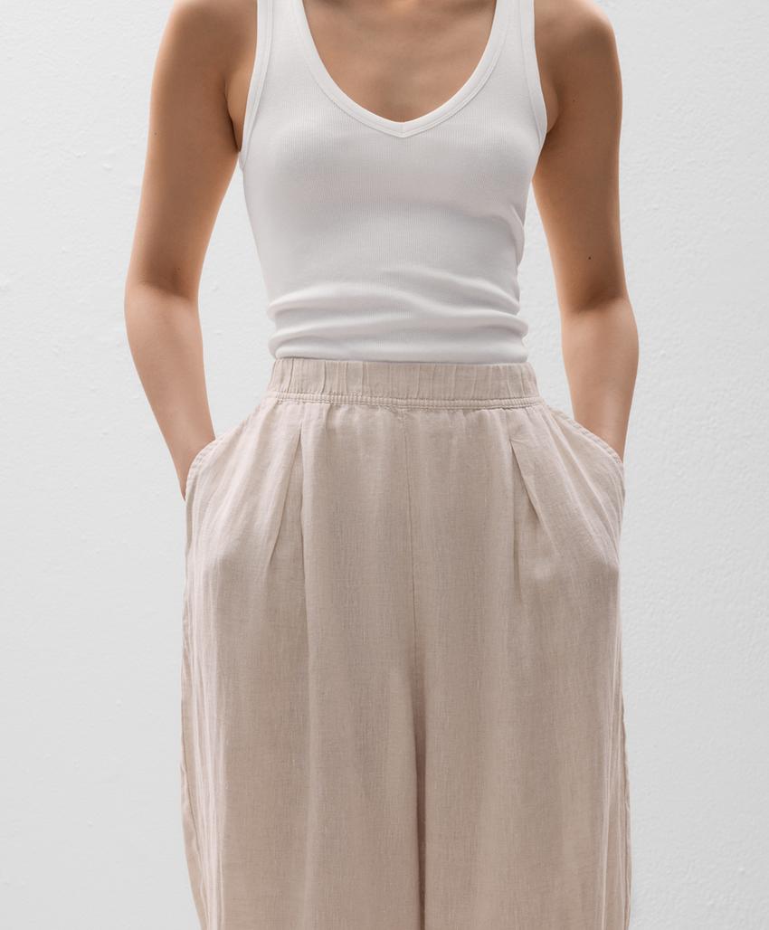 100 льняные капри воздушного покроя брюки l33324873 sand melange