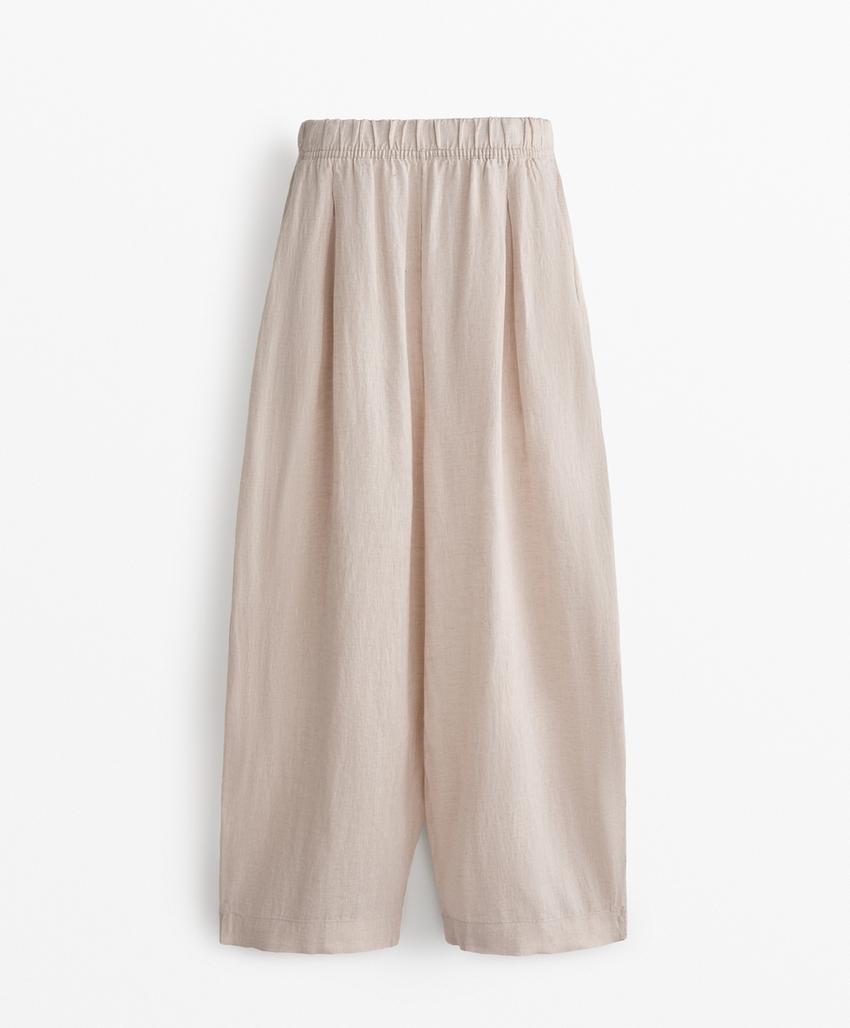 100 льняные капри воздушного покроя брюки l33324873 sand melange