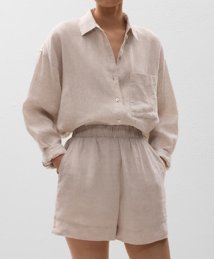 100 льняные бермуды шорты l33342874 sand melange