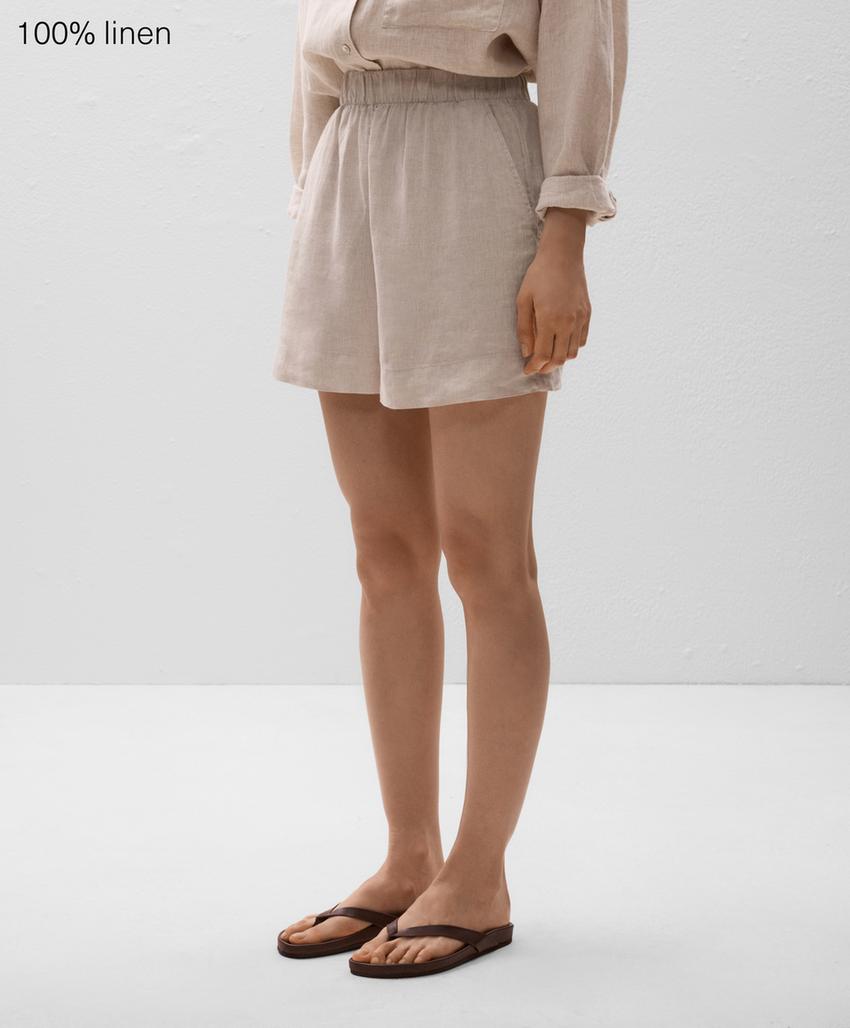 100 льняные бермуды шорты l33342874 sand melange