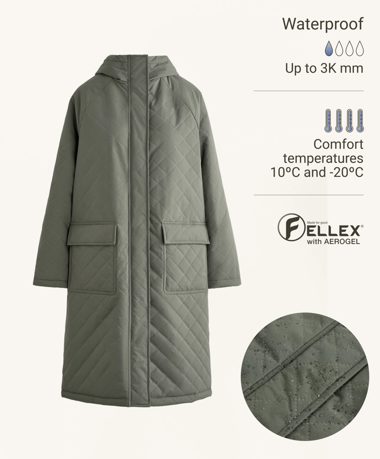 Длинный утепленный жакет fellex® aerogel 3k с водонепроницаемой тканью