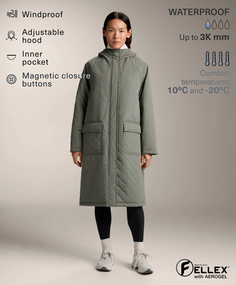 Длинный утепленный жакет fellex® aerogel 3k с водонепроницаемой тканью