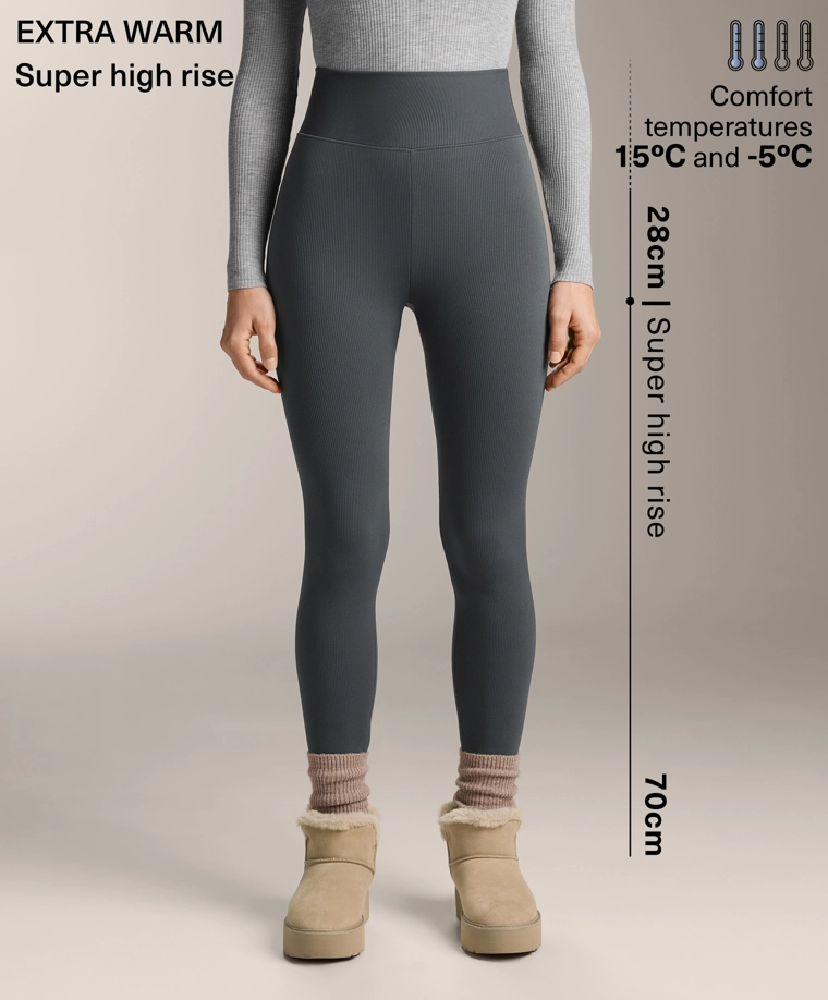 Экстра-теплые стрейч-лосины сверхвысокой посадки до щиколотки 70 см