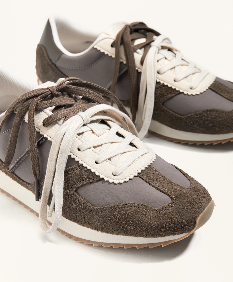 Кроссовки для бега из комбинированной разделанной кожи