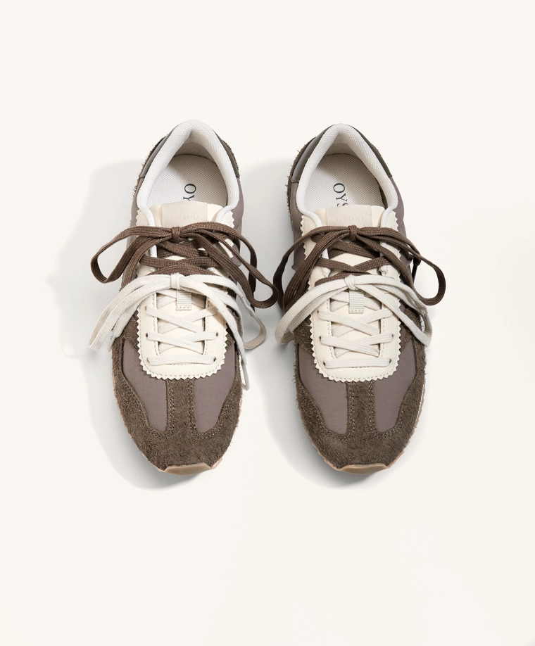 Кроссовки для бега из комбинированной разделанной кожи