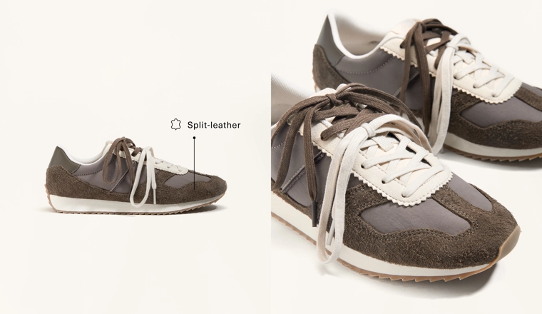 Кроссовки для бега из комбинированной разделанной кожи