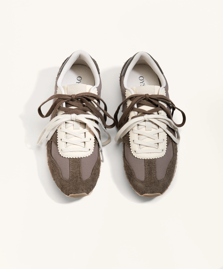 Кроссовки для бега из комбинированной разделанной кожи