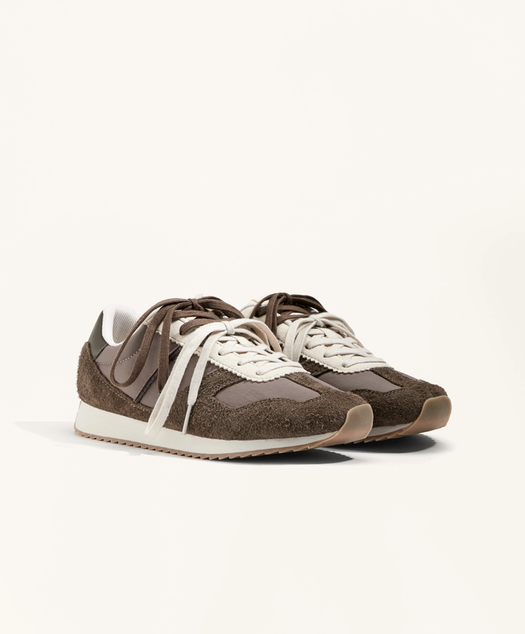 Кроссовки для бега из комбинированной разделанной кожи