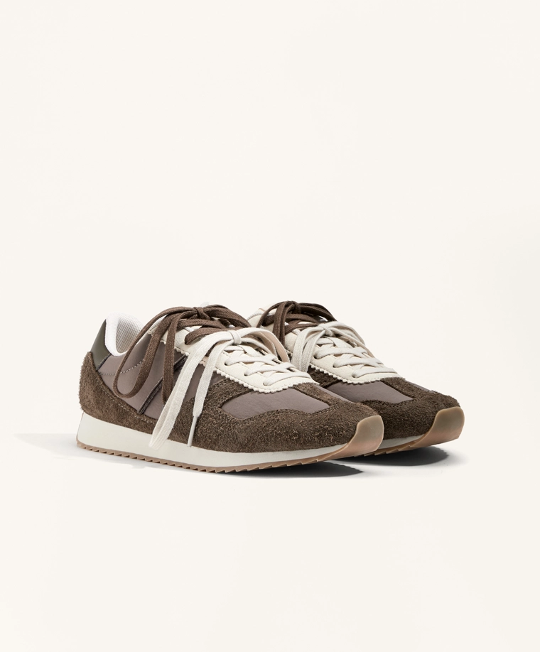 Кроссовки для бега из комбинированной разделанной кожи