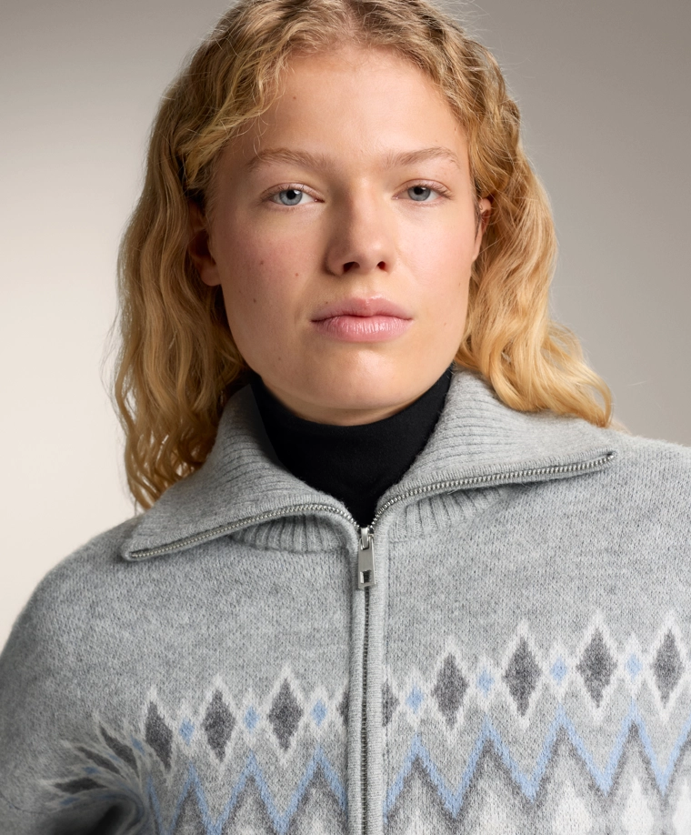 Кардиган с жаккардовым узором и 10% шерсти