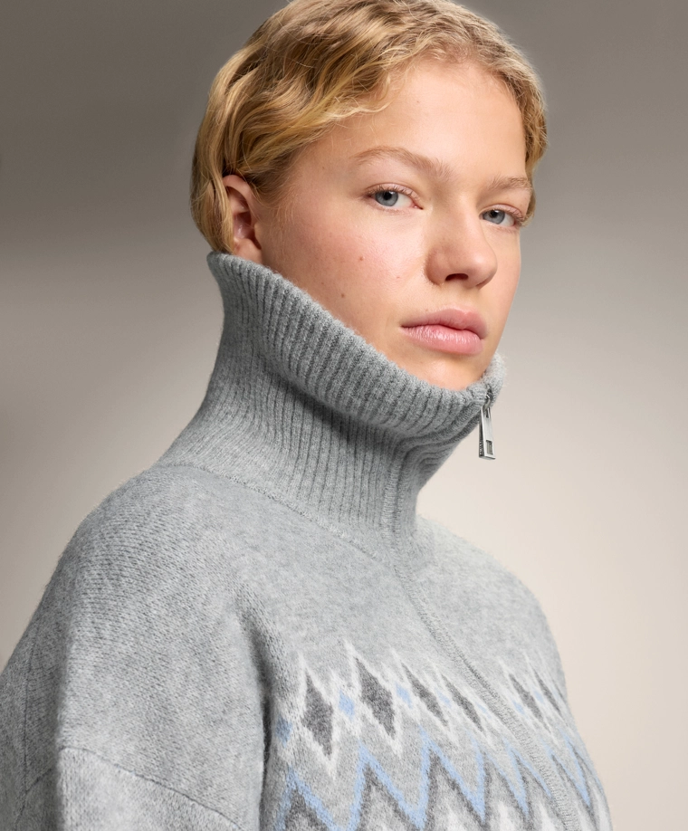 Кардиган с жаккардовым узором и 10% шерсти