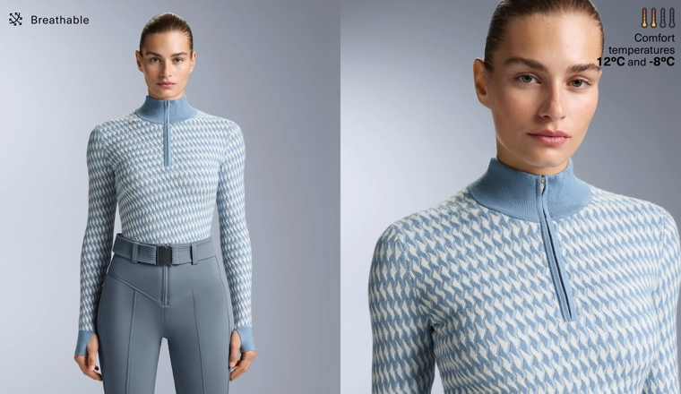 Термобельевый топ с геометрическим жаккардовым узором