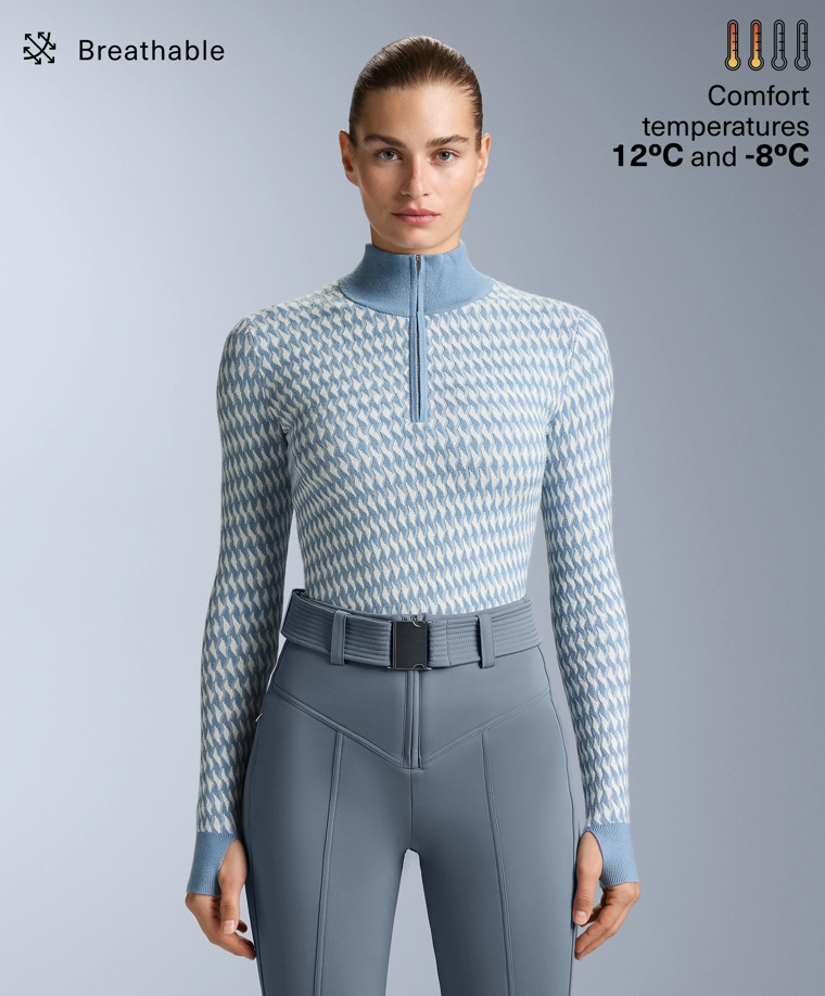 Термобельевый топ с геометрическим жаккардовым узором