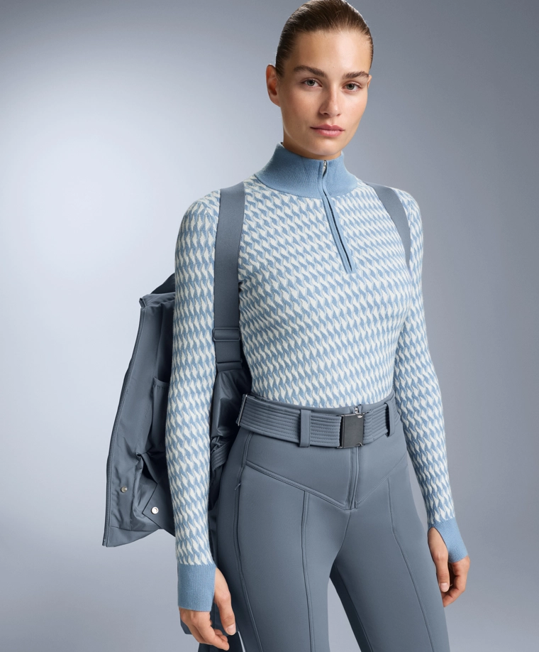 Термобельевый топ с геометрическим жаккардовым узором