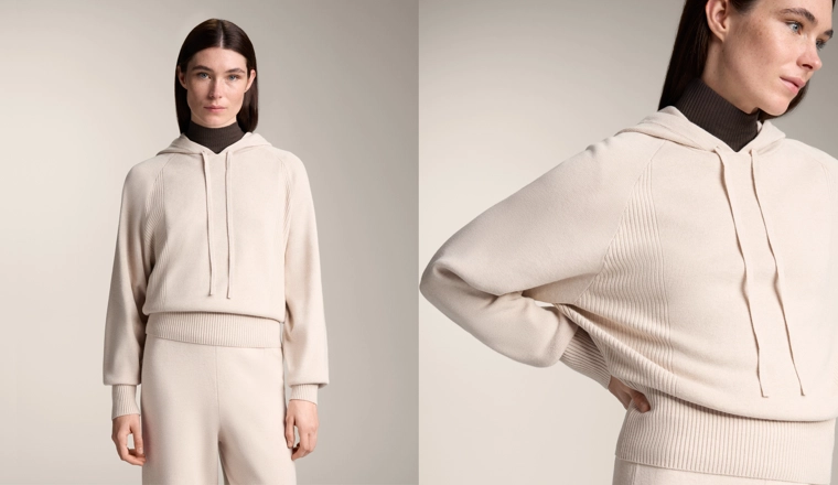 Трикотажный свитер с капюшоном на завязке и зауженной талией