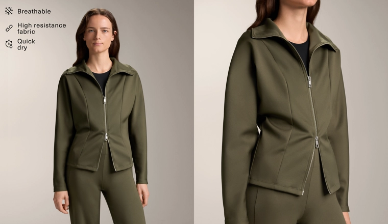 Куртка с двойной молнией эффекта неопрена