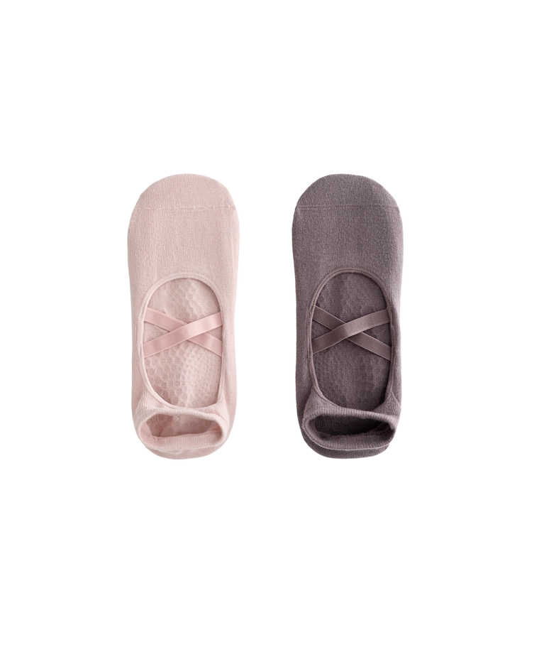 2 пары хлопковых носков для йоги и пилатеса с перекрещивающимися ремешками