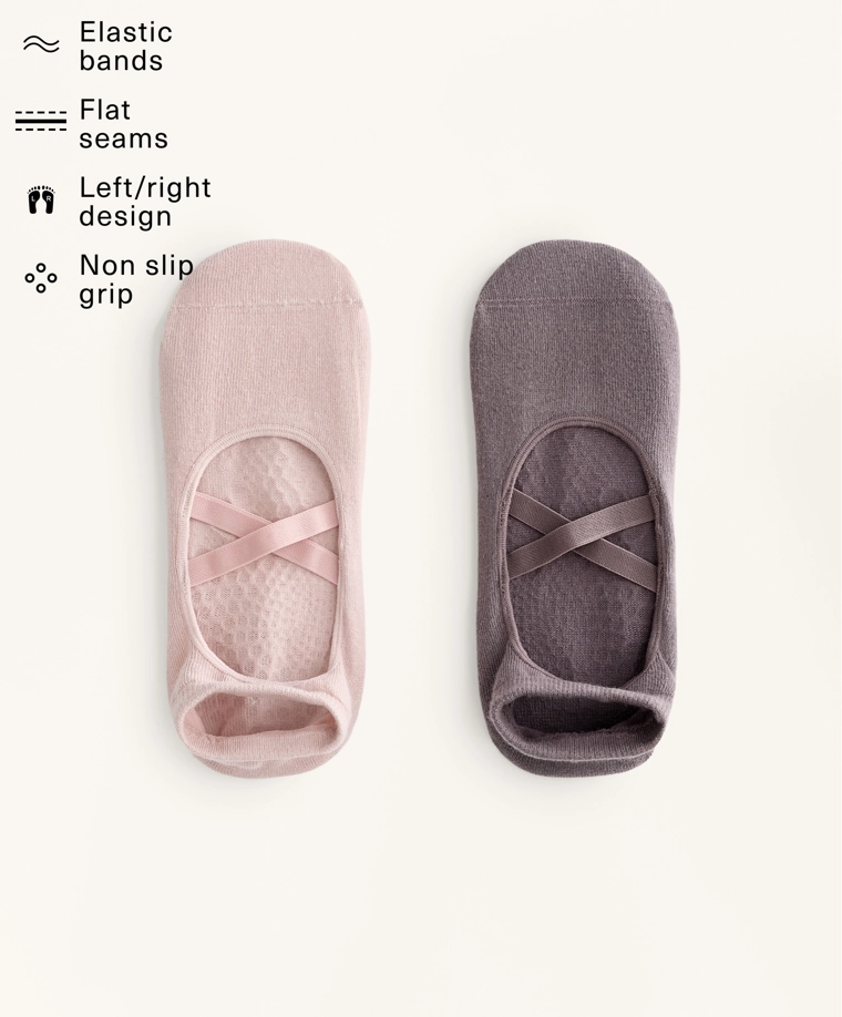 2 пары хлопковых носков для йоги и пилатеса с перекрещивающимися ремешками