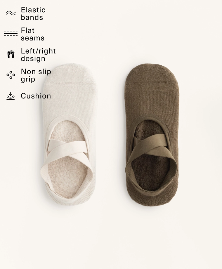 Носки для йоги и пилатеса из хлопкового смесового материала с перекрещивающимися ремешками (2 пары)