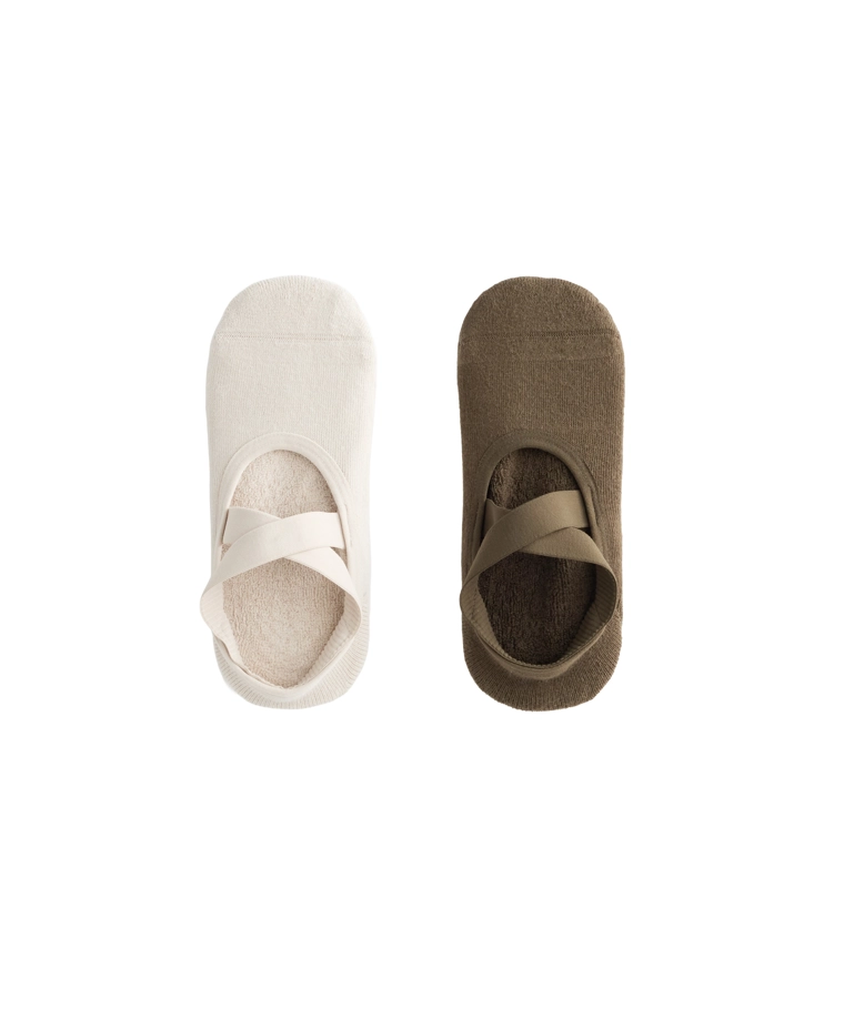 Носки для йоги и пилатеса из хлопкового смесового материала с перекрещивающимися ремешками (2 пары)