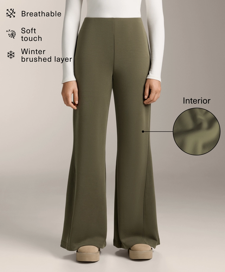 Супер высокие брюки расклешенные книзу с мягким пухом