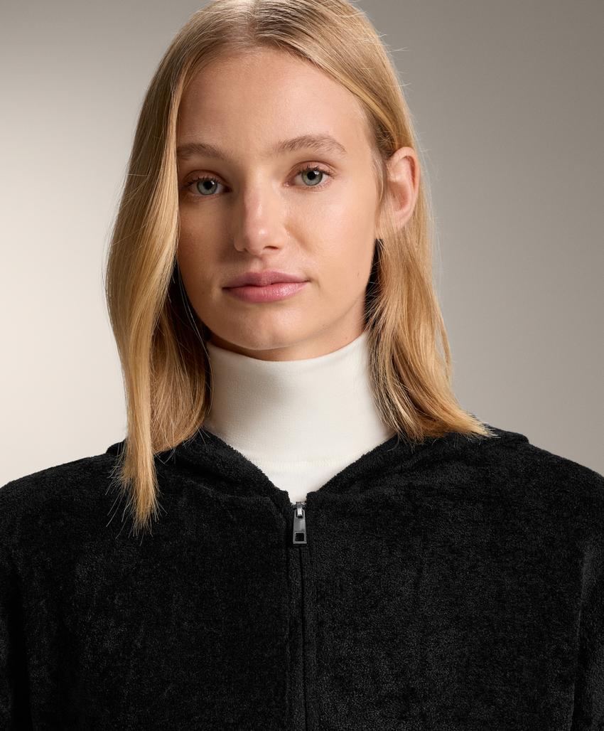 Тонкая хлопковая куртка с капюшоном шениль