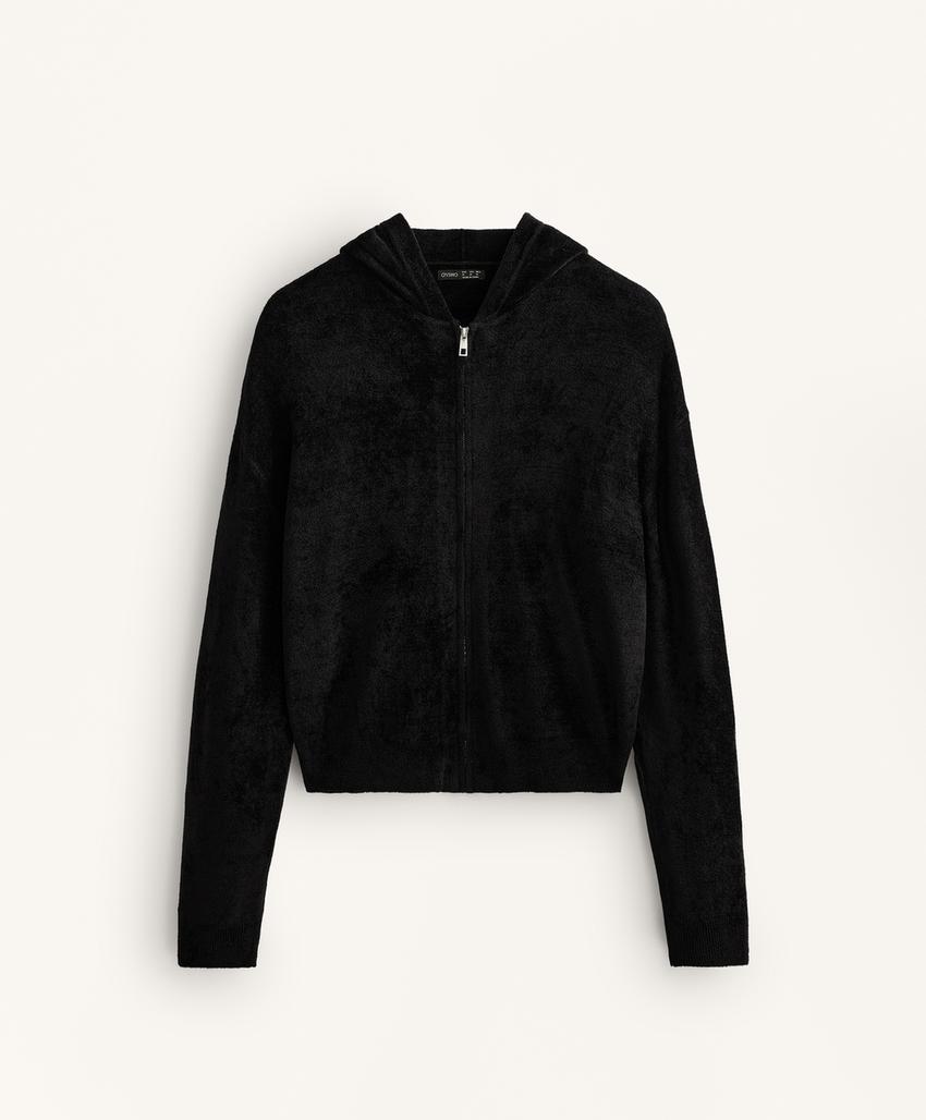 Тонкая хлопковая куртка с капюшоном шениль