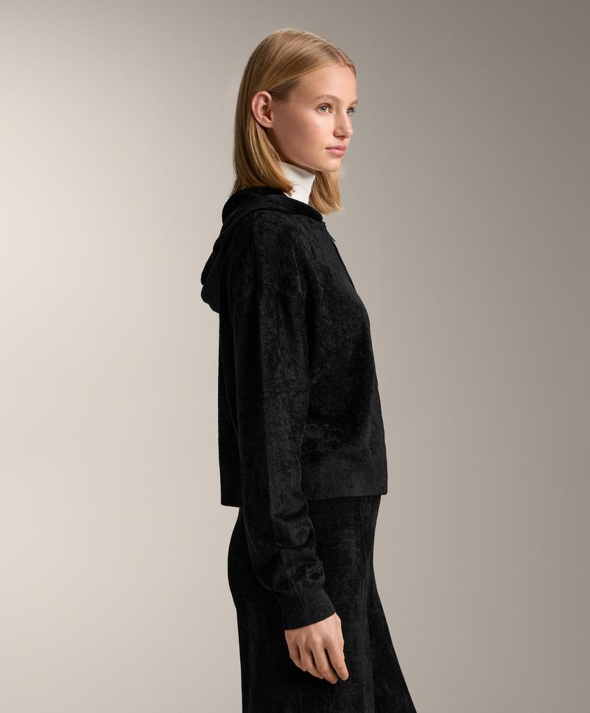 Тонкая хлопковая куртка с капюшоном шениль