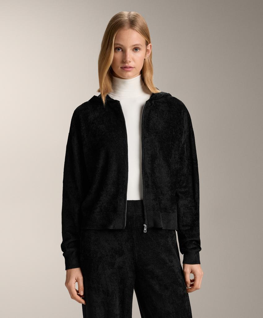 Тонкая хлопковая куртка с капюшоном шениль