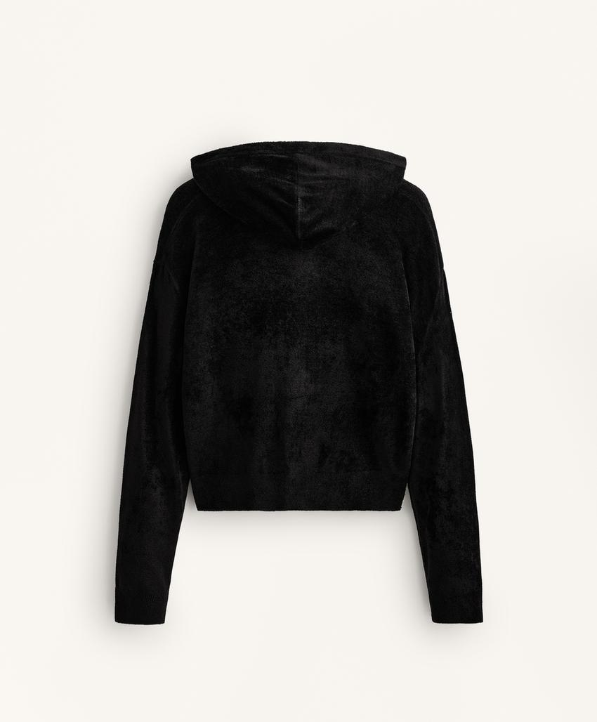 Тонкая хлопковая куртка с капюшоном шениль