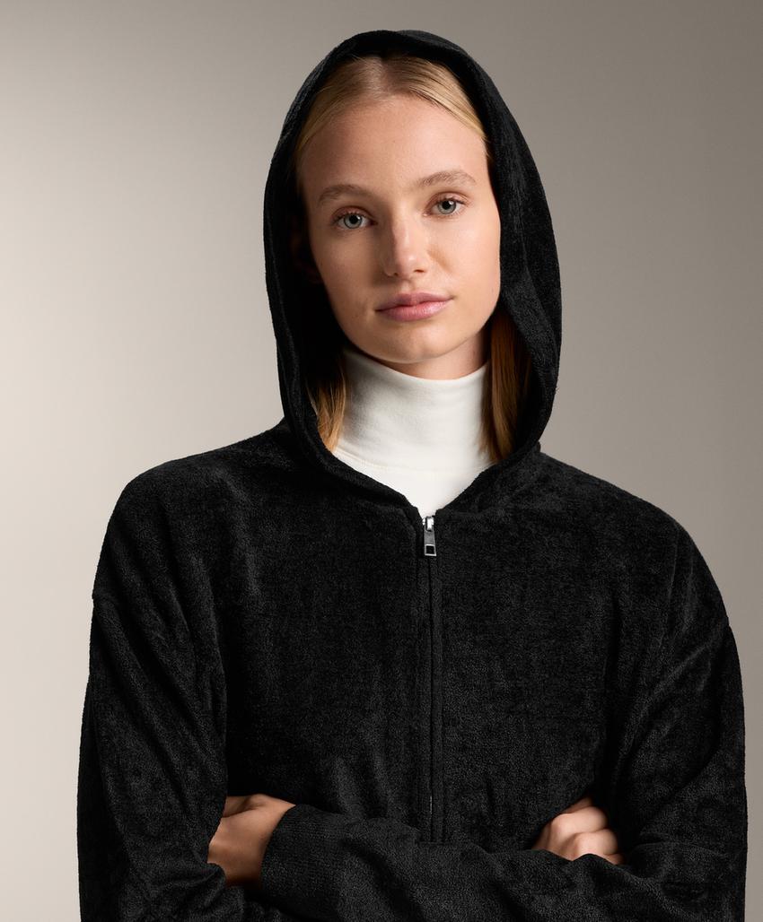 Тонкая хлопковая куртка с капюшоном шениль