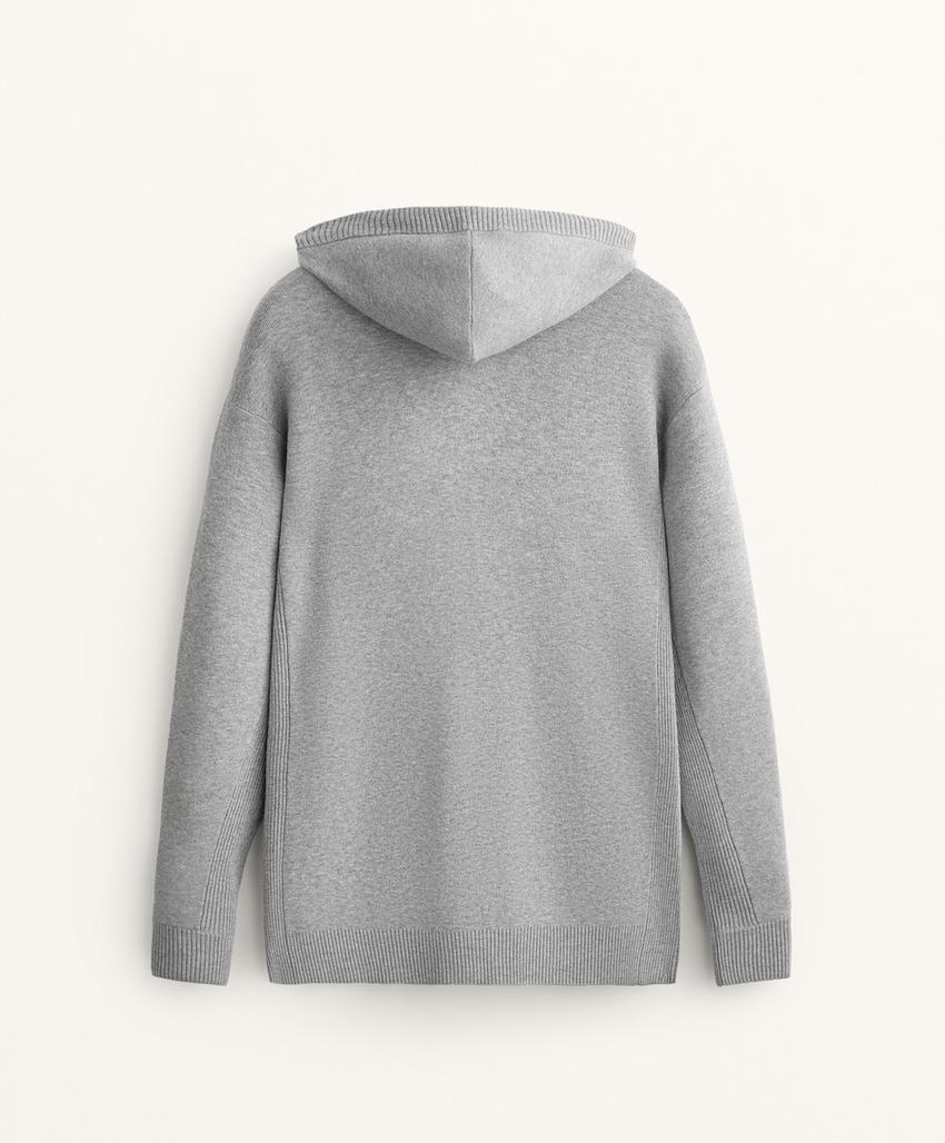 Длинный вязаный кардиган с капюшоном