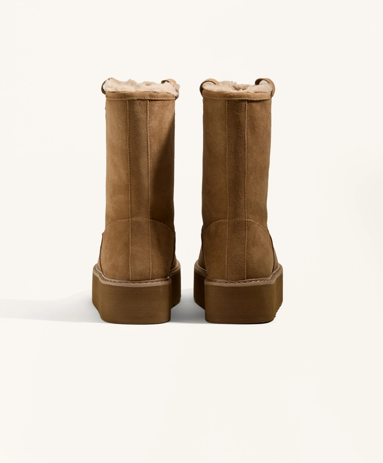 Ботинки-ботильоны на платформе из разделанной кожи