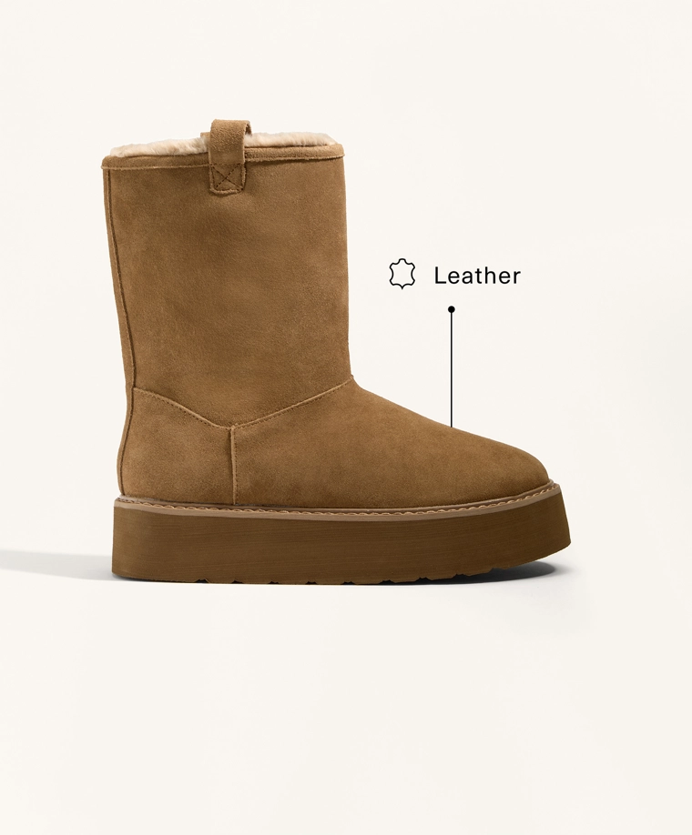 Ботинки-ботильоны на платформе из разделанной кожи