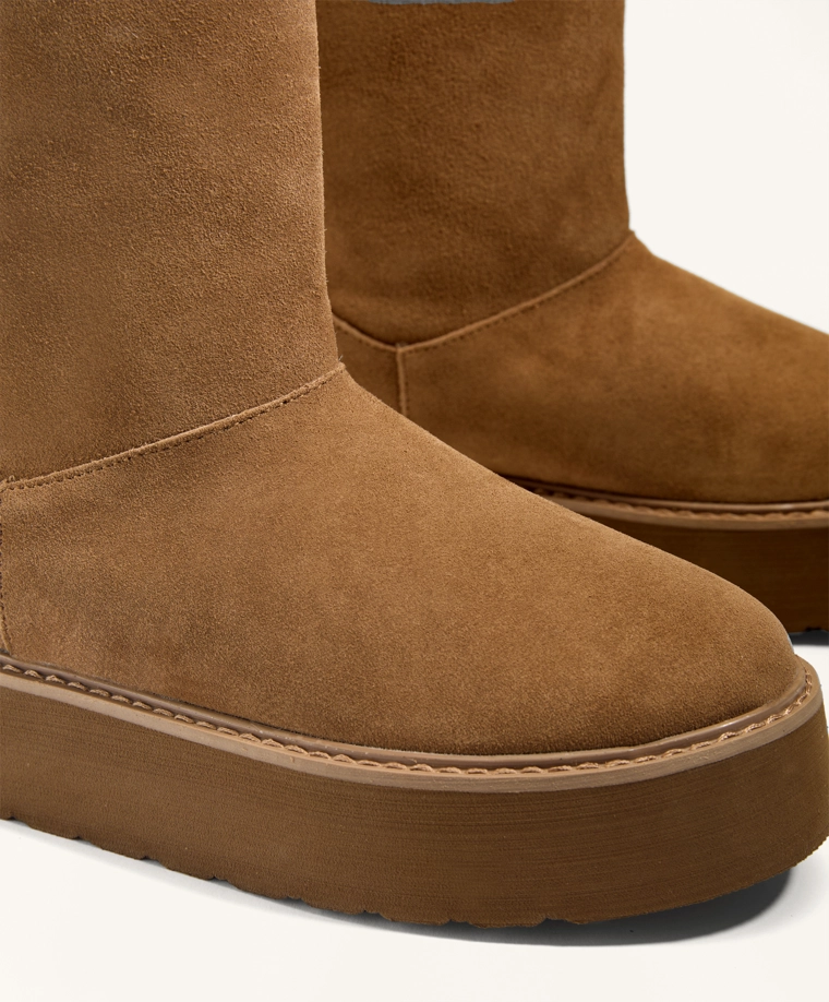 Ботинки-ботильоны на платформе из разделанной кожи