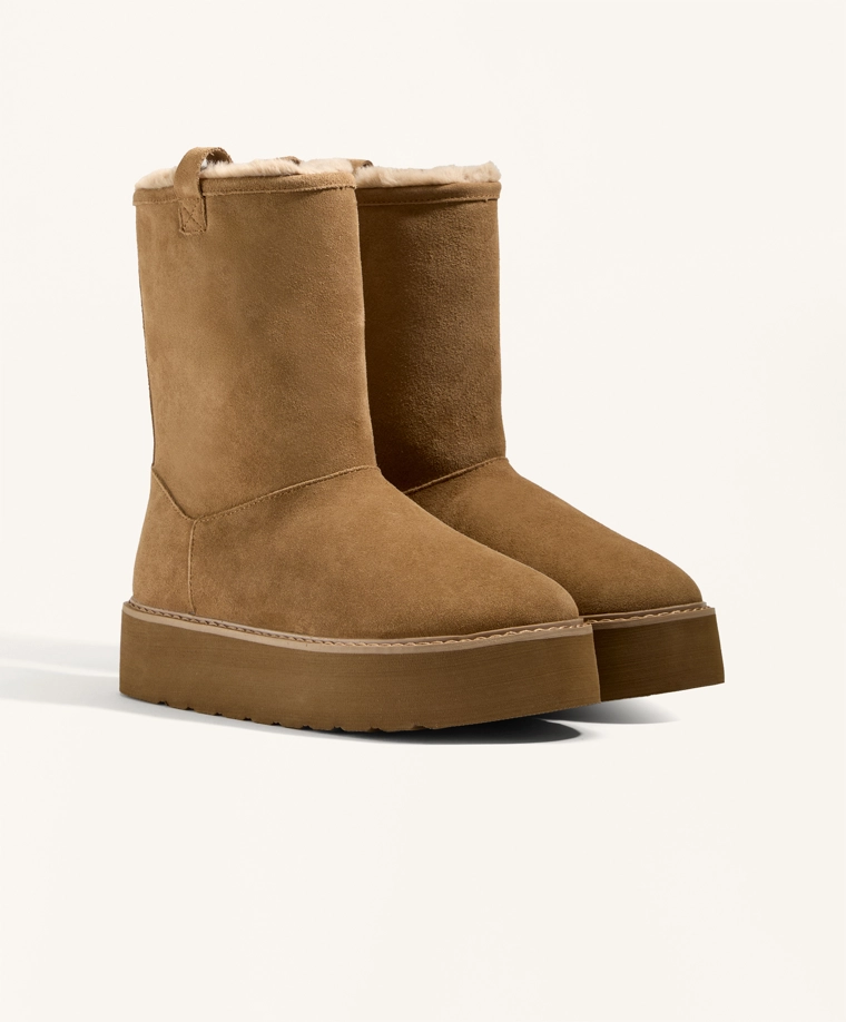 Ботинки-ботильоны на платформе из разделанной кожи