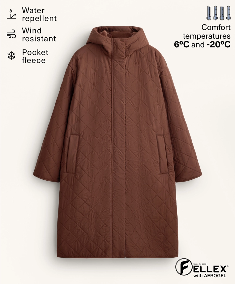 Длинное водоотталкивающее пальто с утеплителем fellex® aerogel доставим в рф