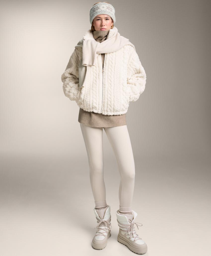 Пальто-жаккард из искусственной овчины с косами доставим в рф