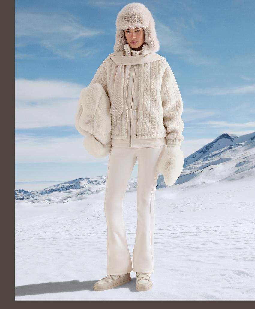 Пальто-жаккард из искусственной овчины с косами доставим в рф