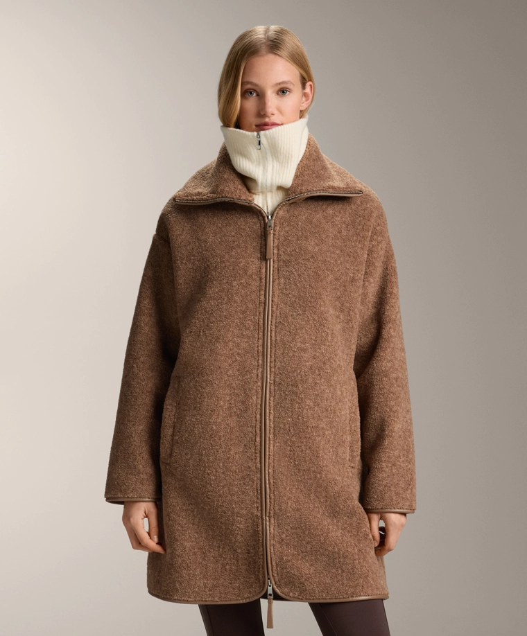 Длинное пальто из искусственной овчины доставим в рф