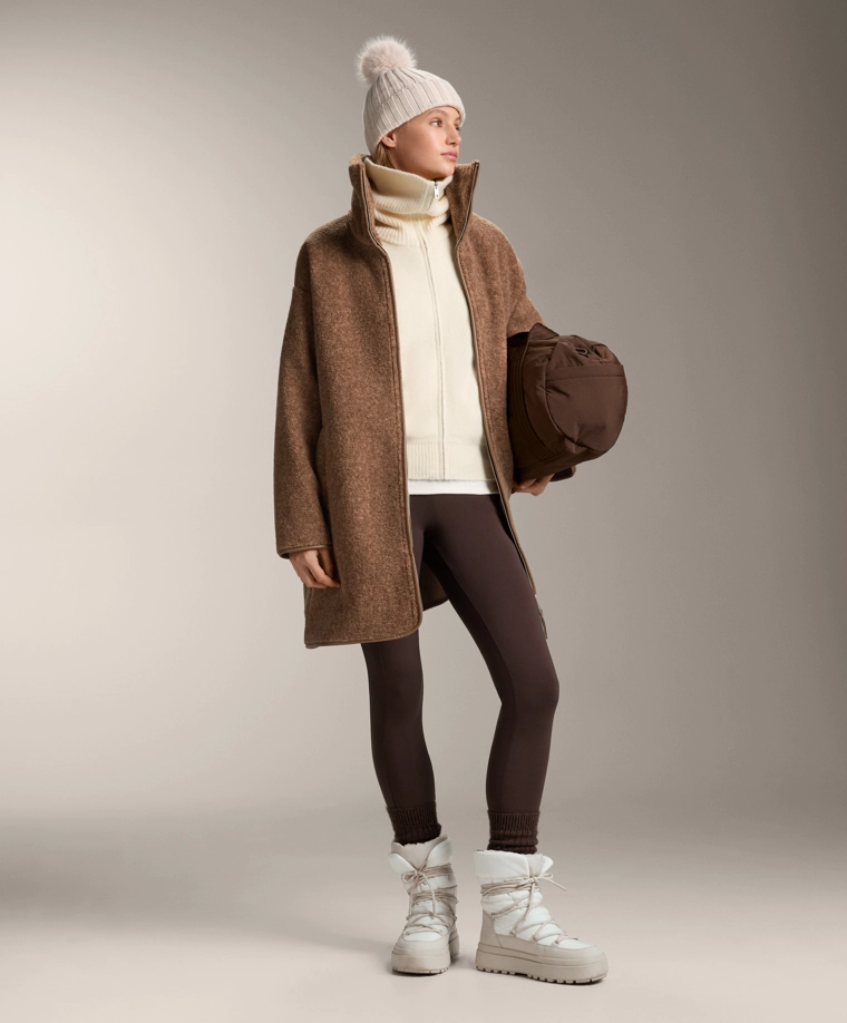 Длинное пальто из искусственной овчины доставим в рф