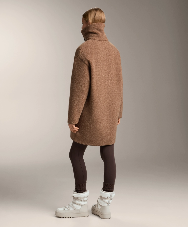 Длинное пальто из искусственной овчины доставим в рф