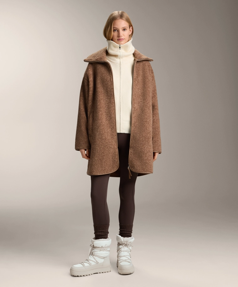 Длинное пальто из искусственной овчины доставим в рф