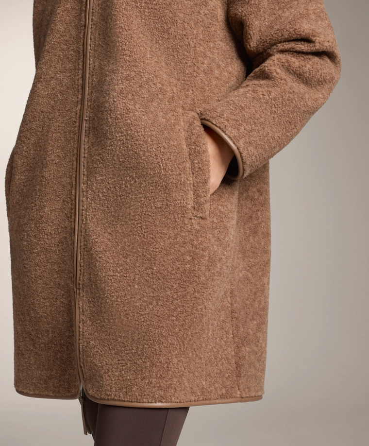 Длинное пальто из искусственной овчины доставим в рф