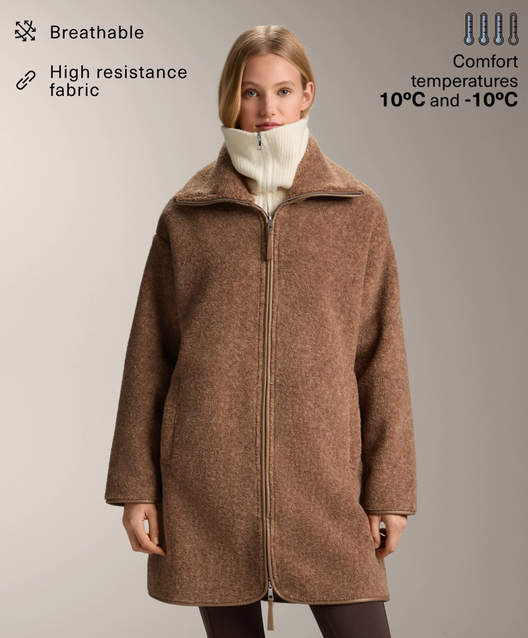 Длинное пальто из искусственной овчины доставим в рф