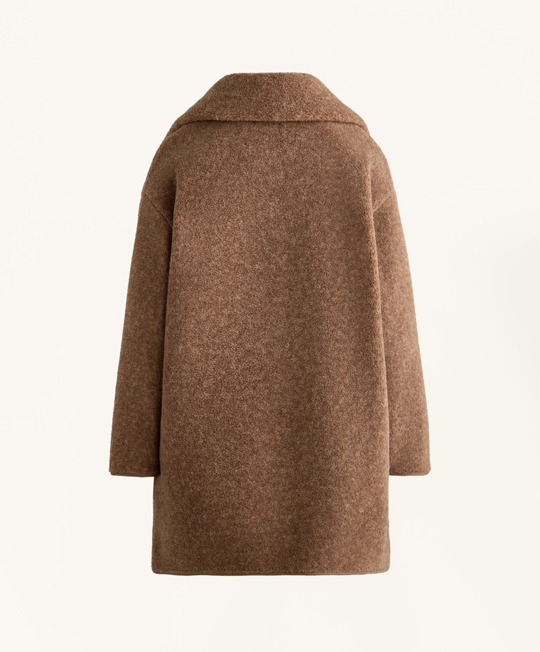 Длинное пальто из искусственной овчины доставим в рф