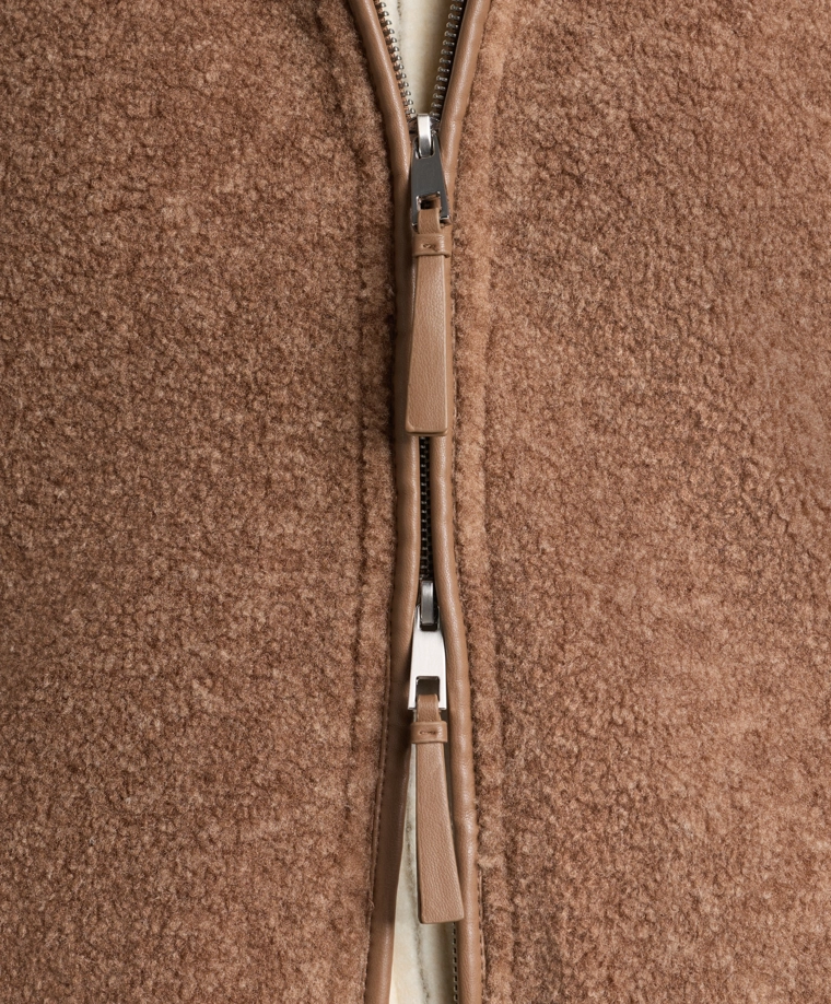 Длинное пальто из искусственной овчины доставим в рф